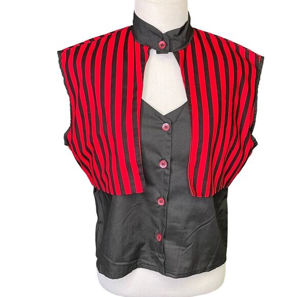 Vintage Tops - Red Black Vintage Western Crop Top Large Rodeo Cut Out Coastal Cowgirl Custom